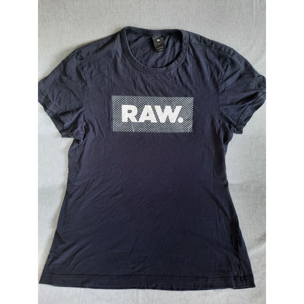 G-Star Raw Men's Large Art Logo Round Neck Tee-Shirt‎ Short Sleeve Navy Blue